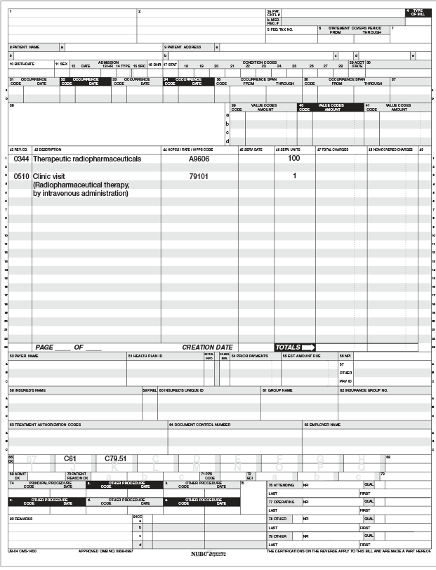 UB 04 Claim form document