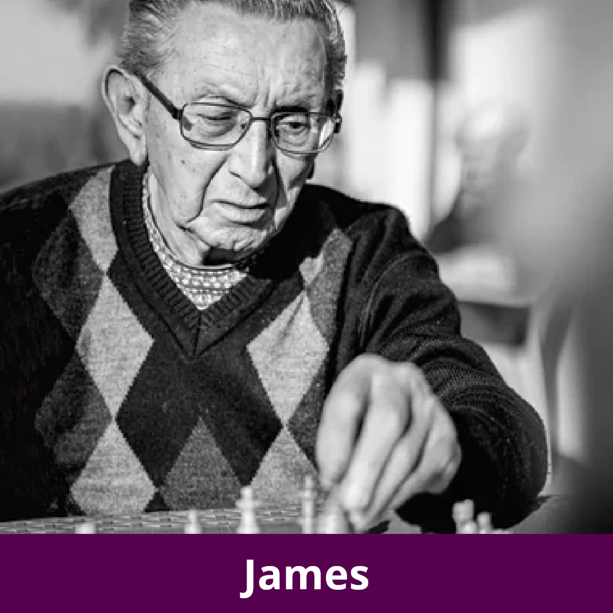 James playing a chess game