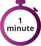 Dosing schedule stopwatch Purple stopwatch with text of 1 minute
